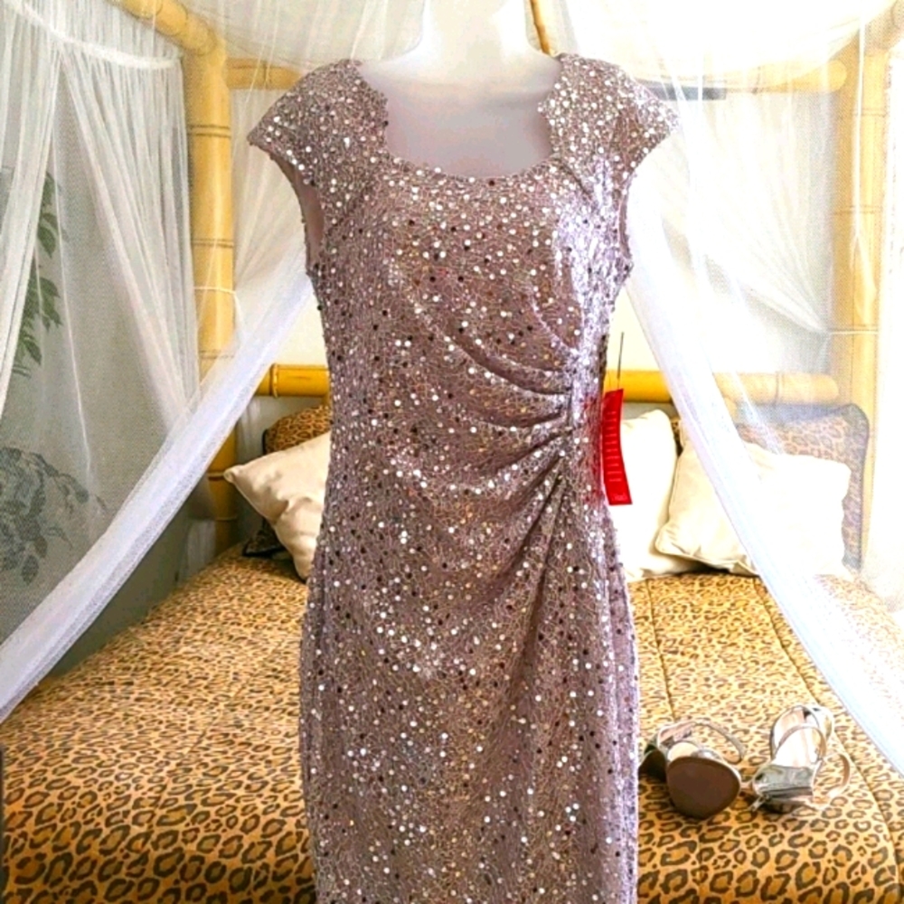 Tahari ASL Sequin Lace Dress